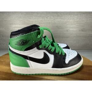 Nike Air Jordan 1 Boys Toddler Size 12.5C Lucky Green White Sneakers FD1412-031